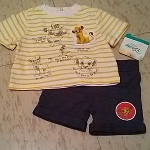 Disney 2 piece lion king short suit size nb